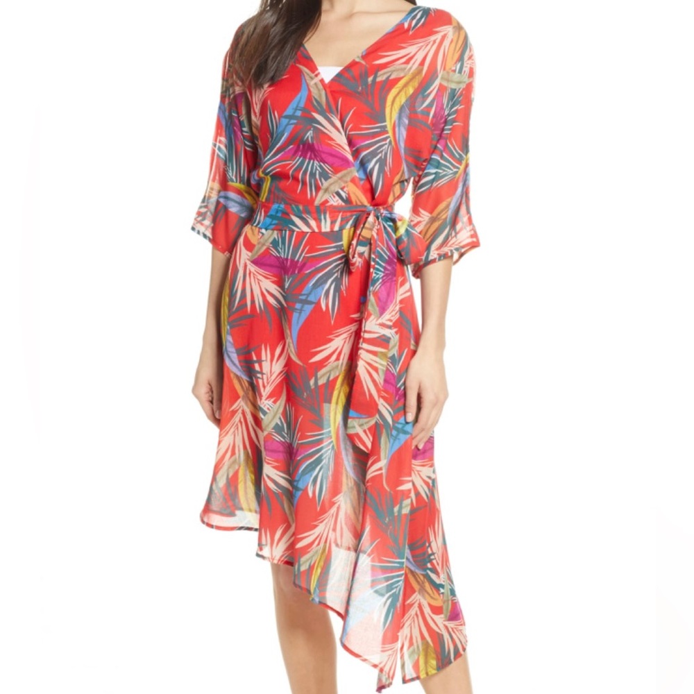 Red Carter asymmetrical wrap around dress